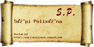 Sápi Polixéna névjegykártya